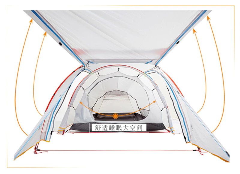Cheap Goat Tents ASTA GEAR Outdoor 3 Person Tunnel Tent  Rainproof Large Space Family Camping Equipment   